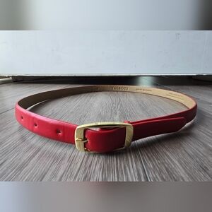 Talbots Red Genuine Leather Belt Size S Gold Buckle Classic Preppy Chic